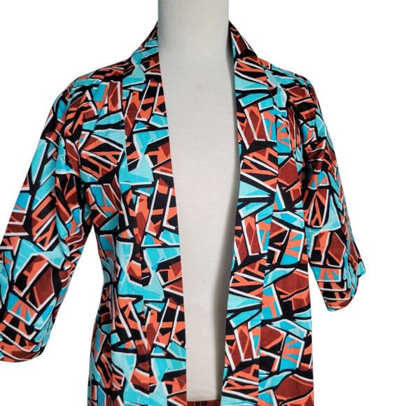 Dopamine Mid Century Mod Pink 60s Psychedelic Long Coat Handmade Teal - Picture 1 of 16